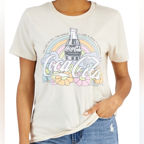 Coca Cola Tops - Coca Cola Drink Women's Short Sleeve T-Shirt Tee Beige Size S